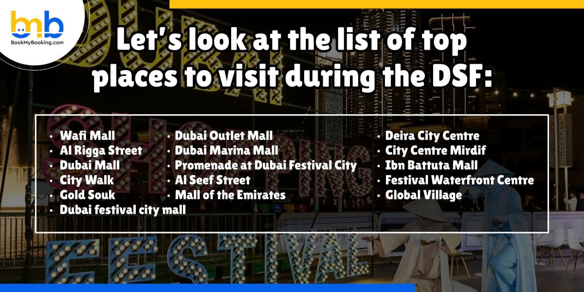 let look at the list of top places to visit during the dsf from bookmybooking